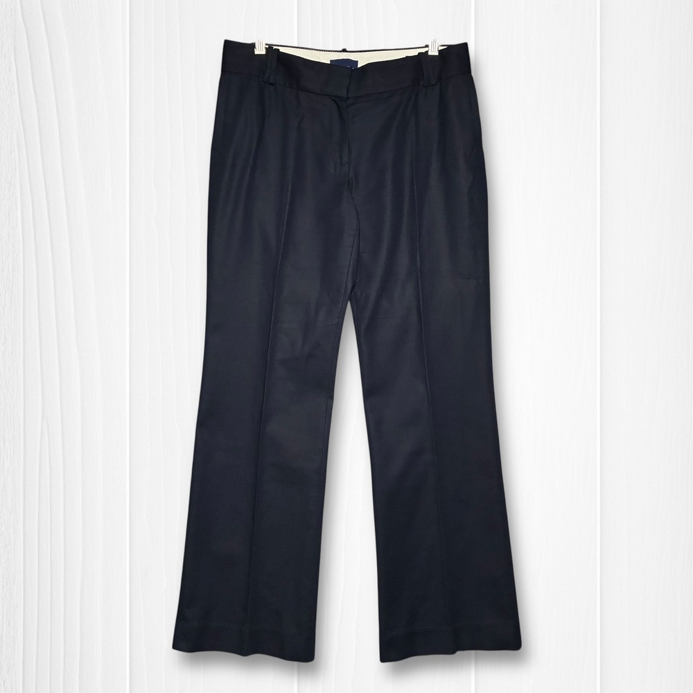J.Crew Cotton City Fit Flare Leg Dress Pants Trousers Women 8 Navy Blue